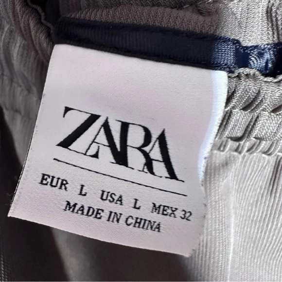 ZARA Olive Green Drawstring Waist Pleated High Rise Pants Size Large - Picture 9 of 10